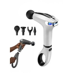 30W Fascial Muscle Relax Massage Gun With 4 Attachments (L5.91 x W5.51)inch - White