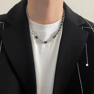 Black and White Zirconia Chain Link Necklace for Men