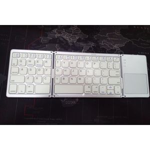 B033 Ultra-Slim Tri-Folding Wireless Bluetooth Keyboard with Touchpad – Silver/White
