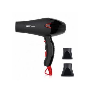 2200W Professional Hair Dryer with 80km/h High-Speed Airflow and 2 Concentrator Styling Nozzles - Black