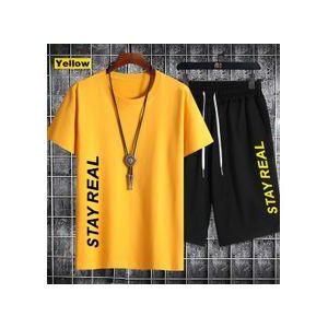 Yixin Yixin Men's Casual Yellow Short Sleeve T-Shirt & Pants Set - 2 Pack, M-XXXXL