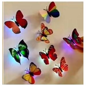 12 Pcs 3D LED Butterfly Wall Lights - Multi