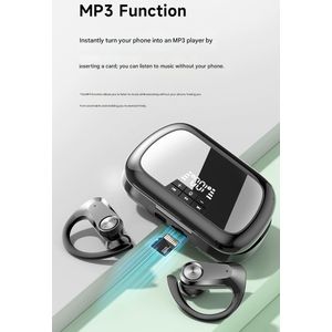 TWS Wireless Bluetooth Headset With Mic Stereo Earphones Sports Headphone Support TF card - Black