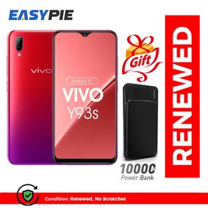 Renewed Vivo Y93s red 6.2" 4+128G 13MP+2MP 4030mAh With Free EasyPie 10000mAh 37W Power Bank