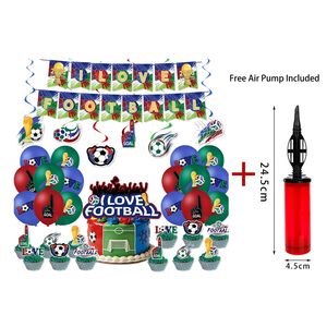 2026 World Cup Football Themed Party Decorations Set, Paper Bunting Banner, Balloons, Cake Toppers, Spiral Hanging Decor + FREE Air Pump, for Bar Home Sports Event