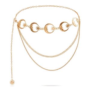 Women's Gold Three-Layer Moon & Star Waist Chain
