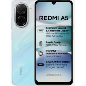 Xiaomi Redmi A5 - 32MP Rear/8MP Front - 64GB ROM - 3GB RAM - - 6.88"- 5200mAh  WITH FREE PHONE CASE & SCREEN PROTECTOR - Ocean Blue 