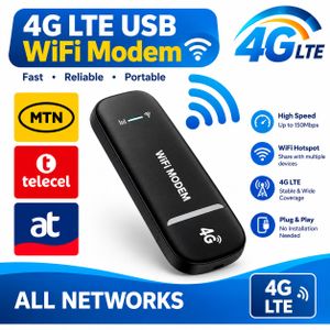 4G LTE WiFi Modem USB Dongle 150Mbps Wireless Router SIM Card Portable Hotspot – Black