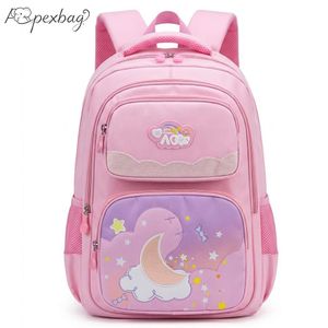 Waterproof Durable Kids Backpack,Lightweight Spine Protection Backpack for Primary Students, Girls' Dreamy Starry Moon School bag, 