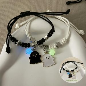 2 Pcs/Set Ghost Couple Bracelet Adjustable for Men Women - Black/White