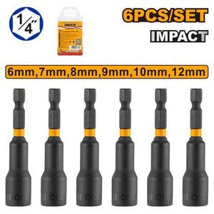 Ingco AMN65061 6 Pieces Impact Magnetic Nut Set - Black & Yellow