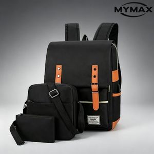  Trim Canvas Backpack Set: Premium Fabric & Stylish Contrast for Modern African Living-Black & Orange