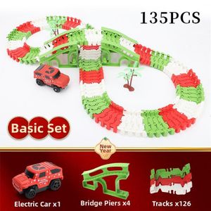 Digabi Kids Toys 135 PCS Construction Race Tracks Toy for 3 4 5 6 7 8 Year Old Boys Girls, Construction Truck Car and Flexible Track Play Set Create A Engineering Road Games Toddler Toys Birthday Gifts (Red)