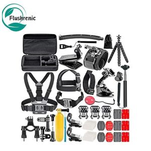 Flushrenic 50-in-1 action camera accessory kit compatible with Hero 12 11 10 9  OSMO 4 3 2 Insta360 X3 X2 GO 3  DBPOWER AKASO VicTsing APEMAN WiMiUS QUMOX Lightdow Campark Sony Sports DV