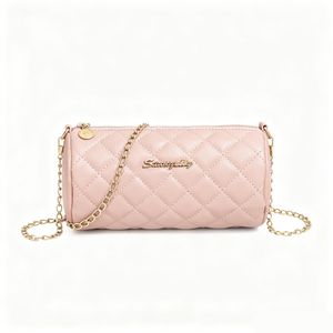 Quilted Cylinder Chain Crossbody Bag – Elegant PU Leather Barrel Bag