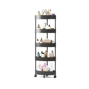 ShebSheb Durable 5-Tier Corner Storage Shelf with Wheels – Triangle Rolling Rack for Bathroom Organizers and Storage
