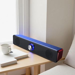 Multi-function USB Desktop Stereo Soundbar Speaker with LED Accent Light and Clear sound/Subwoofer - BLACK