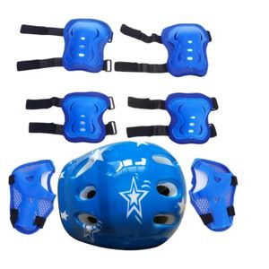 Kids Bike Helmet With Elbow And Knee Pads(4-14 years) - Blue