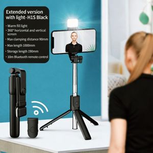 1000mm Extended Selfie Stick with Fill Light & 10m Bluetooth Remote, 360° Rotation for Vlogging/TikTok 
