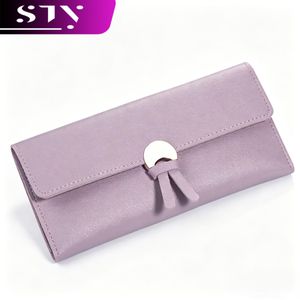 STY Women Long Wallet Ladies Coin Purse Tri-fold Wallet Card Case Wallet - Pale Purple