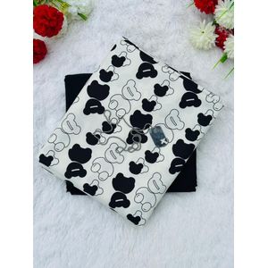 1* Plain and pattern fabrics set- Black, white.