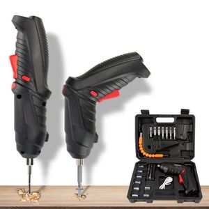Electric Cordless Screwdriver Rechargeable Household Battery Drill-black
