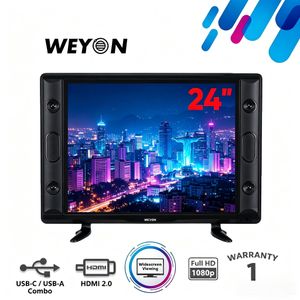 WEYON WEYON 24 Inch LED TV HD LCD Display 1280×1024 60Hz HDMI USB VGA Home Television