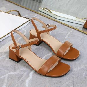 Ladies Block Heel-Brown
