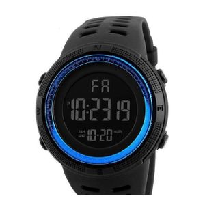 Fashion multi-function sports watch for men LED electronic- black