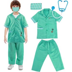 Kids Veterinarian Costume Set - Role Play Outfit, Stethoscope, Mask