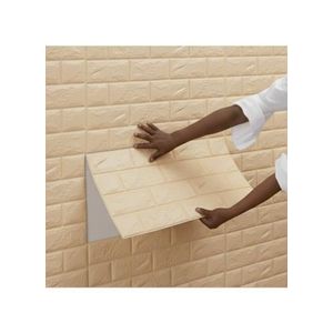 DIY 3D Wall Stickers PE Foam Self-adhesive Waterproof Wallpaper Removable & Waterproof Art Wall Tile (L30.3 x W27.6 x T0.2)inch - Beige