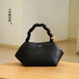 Minimalist Braided-Handle Dumpling Bag Noir Black