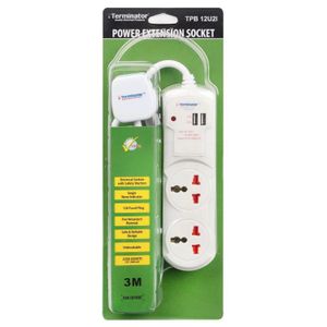 TERMINATOR  2-Way Universal Power Extension Socket that includes two USB ports
