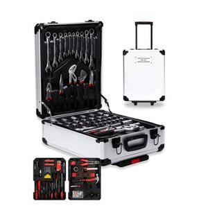 187-Piece 4-Layer Chrome Vanadium Tool Set with Trolley Case, Telescopic Handle & 2 Wheels (W36 x D20 x H50)cm / (W14.2 x D7.9 x H19.7)inch