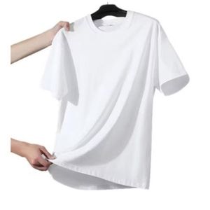 Mdain Unisex 100% Cotton T-Shirt – 180g Heavyweight, Short Sleeve O-Neck, Breathable Everyday Wear-White 