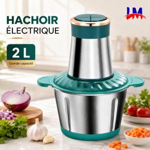 LM 2L Electric Food Chopper Meat Grinder with Stainless Steel Bowl, Multi-Blade Kitchen Food Processor