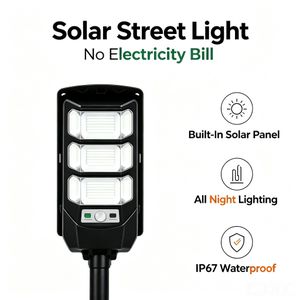 General FINAL FULL MARKET CLEARANCE NO RESTOCK, All-in-One Solar Security Light With 3 Integrated Connected Light Panels, Auto Dusk to Dawn Sensor, IP67 Waterproof, All Night Stable Lighting With Handheld Remote & Button Control For Yard Farm Compound