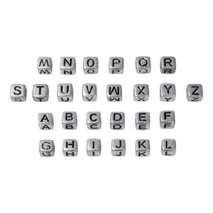 litthing 1200 pieces a-z letter beads 6mm cube sorted alphabet beads and  black acrylic letter bead