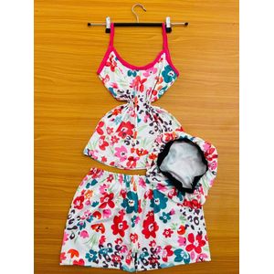 3in1 Ladies NightWear Top and Pant Sleepwear + Bonnet Cap Set - Multicolour