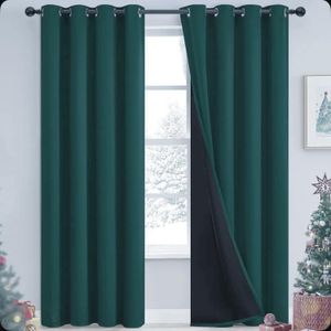2 in 1 pair luxury quality embossed total blackout curtains- emerald green 