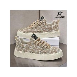 ALagzi 2025 Breathable Canvas Shoes Trendy Versatile Printed Casual Shoes - Beige