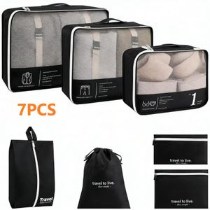 7PCS Travel Storage Bag, Folding Toiletry Bag, Clothes Storage Bag,Shoe Bags,Organizer Suitcase Packing