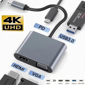 4in1 Adapter Type-c Hub PD100W+USB3.0+HDMI+VGA