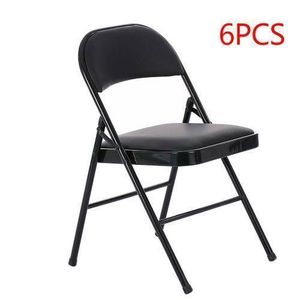 6 pcs Folding Padded Chair with leather seats- Black