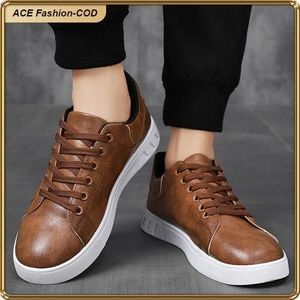 Men's Sneakers' Low Top Shoes Lace Up - Khaki Brown - Khaki Brown - 45