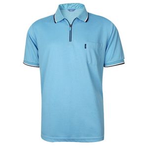 Sky-Blue Polo zip-up neck t-shirt short sleeves polo shirt