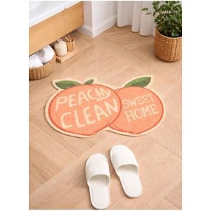 19.7x31.5" Fruit Pattern Indoor Door Mat, Non-Slip Polyester Doormat for Kitchen & Entryway - Peach
