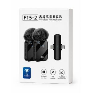 F15-2 Dual Wireless Lavalier Microphone - Noise Reduction Mic for iPhone & Type-C