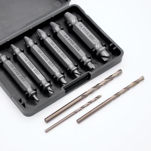 9-Piece Professional Screw Extractor Set: 6 Left Extractor Set with 3 Spiral Drill Bit Set, 63-65 HRC 6542 HSS Screw Extractor Set for Drilling and Removing Damaged Screws
