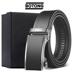 BOTONG Classic Solid Color Men Business Belt With Automatic Buckle Holiday Gift Box Set